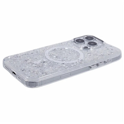 For iPhone 16 Pro Max Case Compatible with MagSafe Glitter Sequin Epoxy TPU+Acrylic Phone Cover