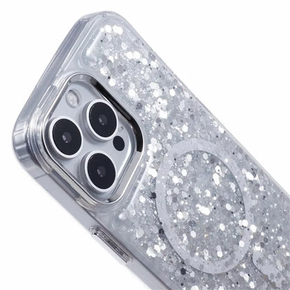 For iPhone 16 Pro Max Case Compatible with MagSafe Glitter Sequin Epoxy TPU+Acrylic Phone Cover