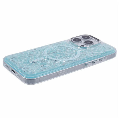 For iPhone 16 Pro Max Case Compatible with MagSafe Glitter Sequin Epoxy TPU+Acrylic Phone Cover