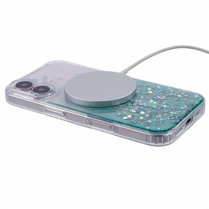 For iPhone 16 Plus Case Compatible with MagSafe Sparkle Epoxy TPU+Acrylic Phone Cover