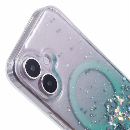 For iPhone 16 Plus Case Compatible with MagSafe Sparkle Epoxy TPU+Acrylic Phone Cover
