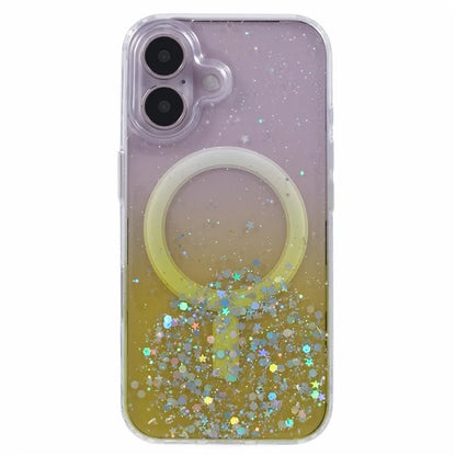 For iPhone 16 Plus Case Compatible with MagSafe Sparkle Epoxy TPU+Acrylic Phone Cover