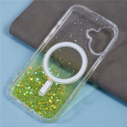 For iPhone 16 Plus Case Compatible with MagSafe Sparkle Epoxy TPU+Acrylic Phone Cover