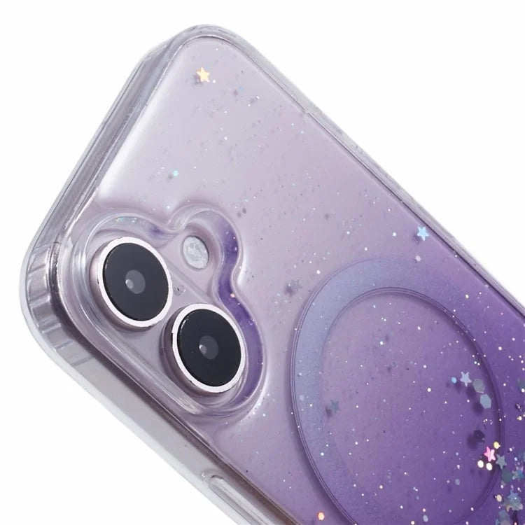 For iPhone 16 Plus Case Compatible with MagSafe Sparkle Epoxy TPU+Acrylic Phone Cover