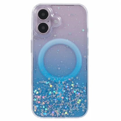 For iPhone 16 Plus Case Compatible with MagSafe Sparkle Epoxy TPU+Acrylic Phone Cover