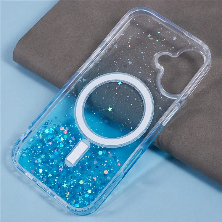 For iPhone 16 Plus Case Compatible with MagSafe Sparkle Epoxy TPU+Acrylic Phone Cover