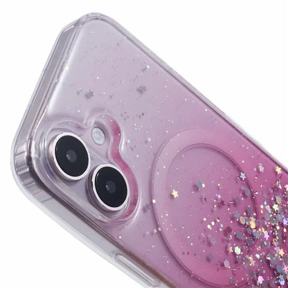 For iPhone 16 Plus Case Compatible with MagSafe Sparkle Epoxy TPU+Acrylic Phone Cover
