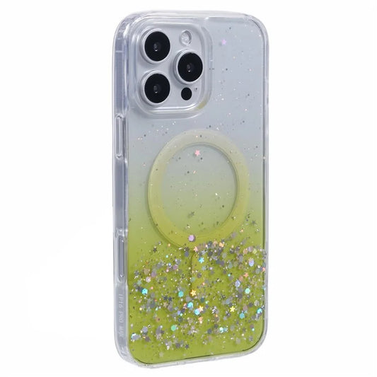 For iPhone 16 Pro Max Case Compatible with MagSafe Sparkle Epoxy TPU+Acrylic Phone Cover