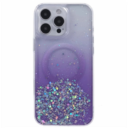 For iPhone 16 Pro Max Case Compatible with MagSafe Sparkle Epoxy TPU+Acrylic Phone Cover