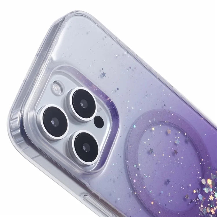 For iPhone 16 Pro Max Case Compatible with MagSafe Sparkle Epoxy TPU+Acrylic Phone Cover
