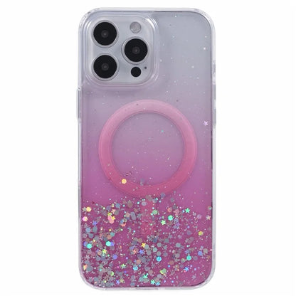 For iPhone 16 Pro Max Case Compatible with MagSafe Sparkle Epoxy TPU+Acrylic Phone Cover