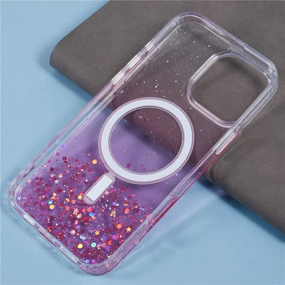 For iPhone 16 Pro Max Case Compatible with MagSafe Sparkle Epoxy TPU+Acrylic Phone Cover