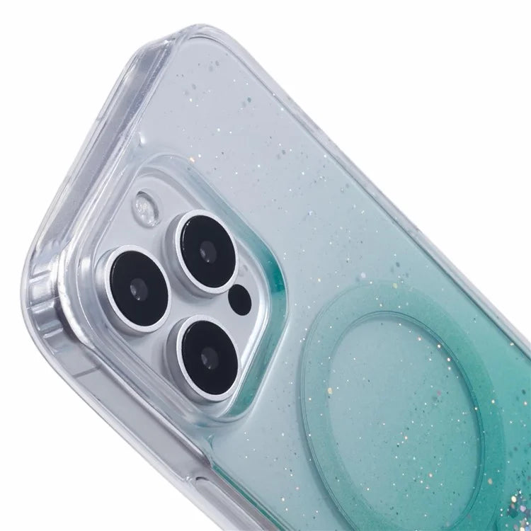 For iPhone 16 Pro Max Case Compatible with MagSafe Sparkle Epoxy TPU+Acrylic Phone Cover