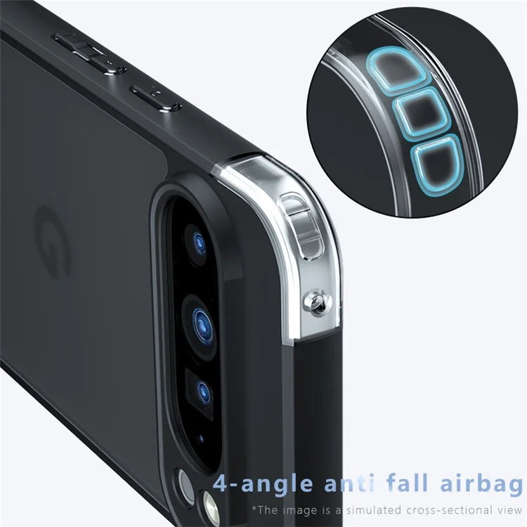 For Google Pixel 9 Pro XL Case Skin-Touch TPU+PC Matte Phone Shell, Transparent Black