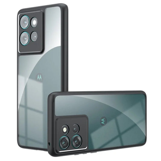 For Motorola Edge 50 5G Case Skin-Touch TPU+PC Matte Phone Shell, Transparent Black