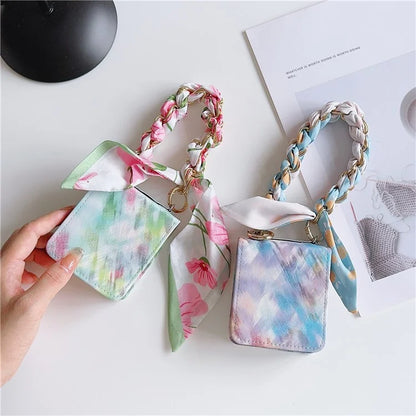 For Samsung Galaxy Z Flip6 5G Case Pattern Leather+PC Phone Cover with Scarf Handle Strap