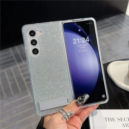 For Samsung Galaxy Z Fold6 5G Case Invisible Kickstand Leather+PC Phone Cover