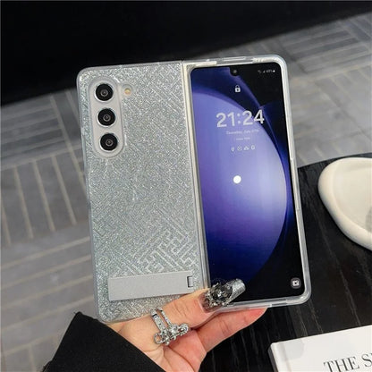 For Samsung Galaxy Z Fold6 5G Case Invisible Kickstand Leather+PC Phone Cover
