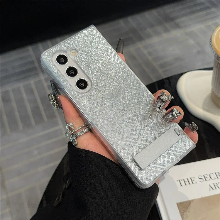 For Samsung Galaxy Z Fold6 5G Case Invisible Kickstand Leather+PC Phone Cover