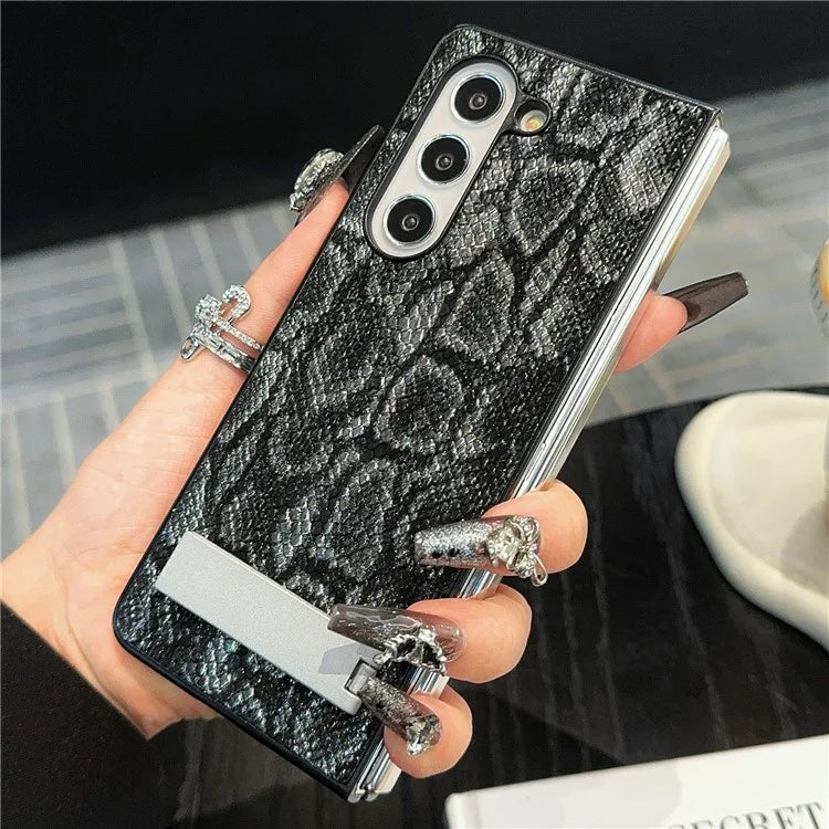For Samsung Galaxy Z Fold6 5G Case Invisible Kickstand Leather+PC Phone Cover