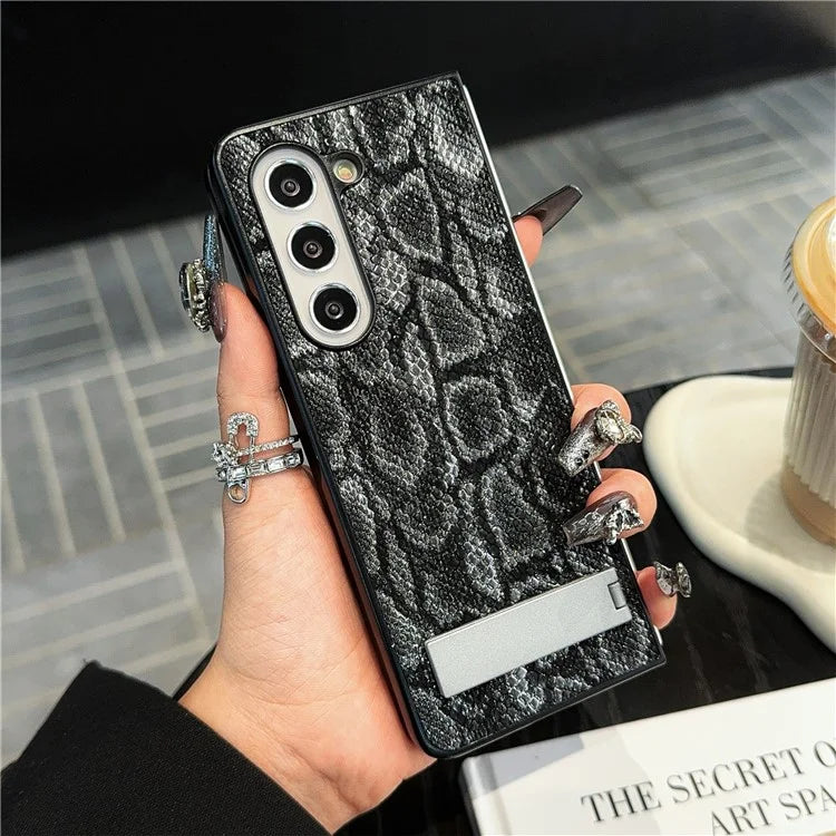 For Samsung Galaxy Z Fold6 5G Case Invisible Kickstand Leather+PC Phone Cover