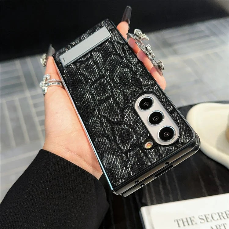 For Samsung Galaxy Z Fold6 5G Case Invisible Kickstand Leather+PC Phone Cover