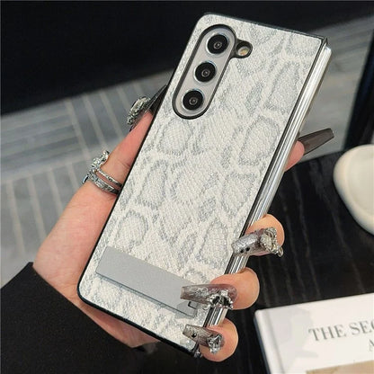 For Samsung Galaxy Z Fold6 5G Case Invisible Kickstand Leather+PC Phone Cover