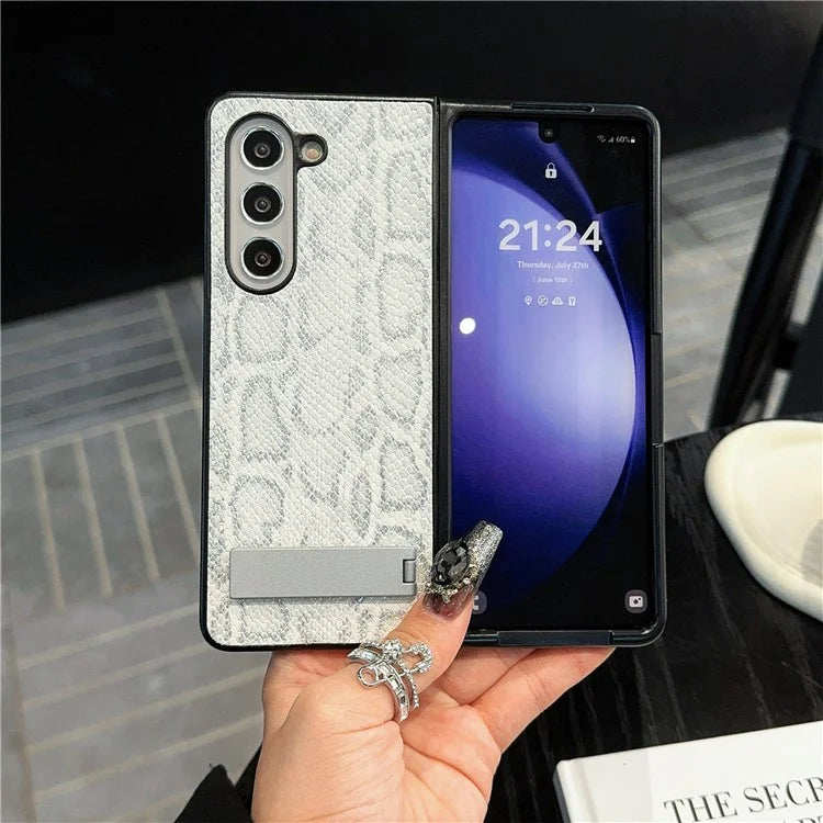 For Samsung Galaxy Z Fold6 5G Case Invisible Kickstand Leather+PC Phone Cover