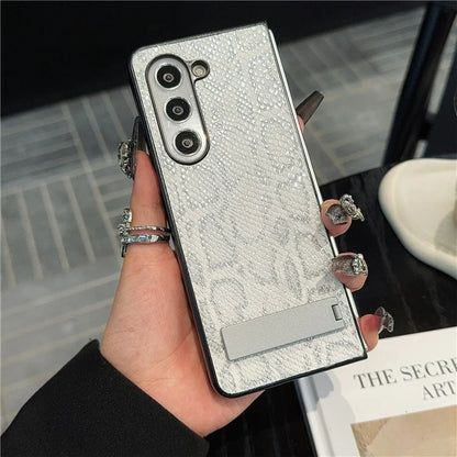 For Samsung Galaxy Z Fold6 5G Case Invisible Kickstand Leather+PC Phone Cover
