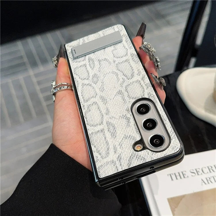 For Samsung Galaxy Z Fold6 5G Case Invisible Kickstand Leather+PC Phone Cover
