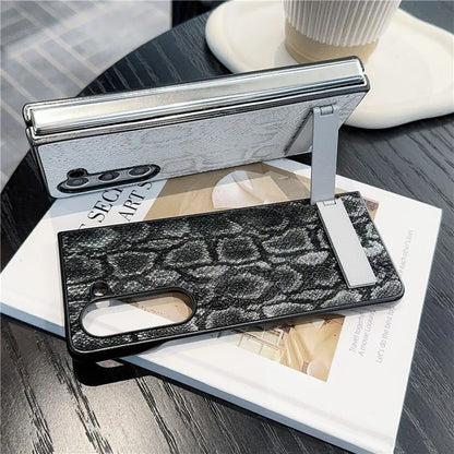 For Samsung Galaxy Z Fold6 5G Case Invisible Kickstand Leather+PC Phone Cover