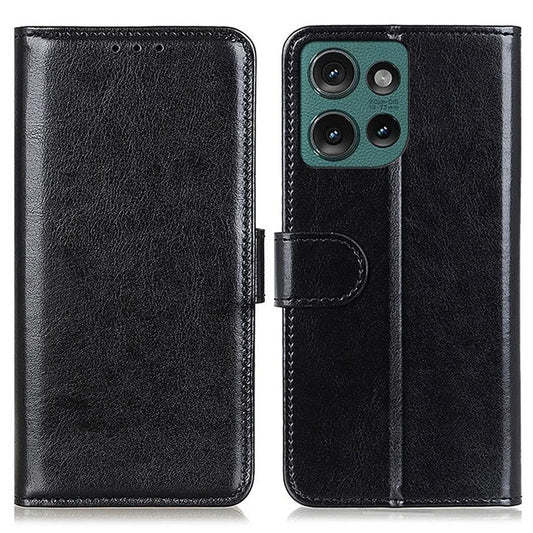 For Motorola Edge 50 5G Case Crazy Horse Texture PU Leather Phone Stand Cover