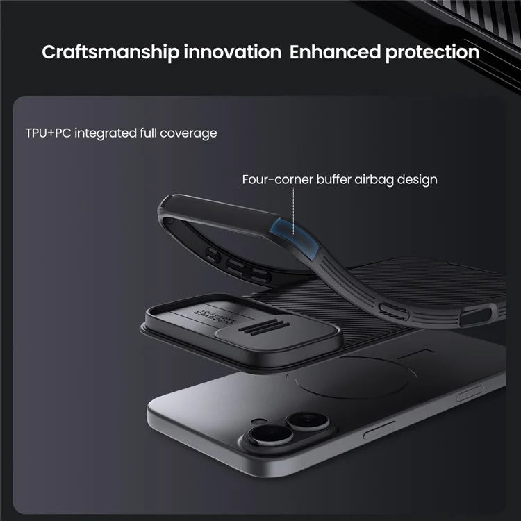 NILLKIN Camshield Pro for iPhone 16 Pro Case Compatible with MagSafe TPU+PC Phone Cover with Slider Camera - Black