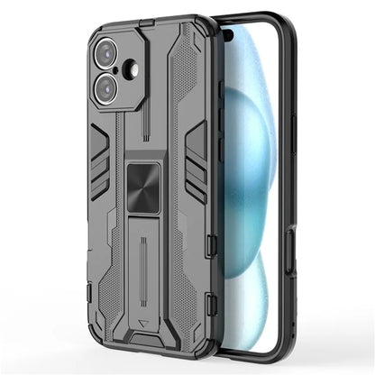 For iPhone 16 Plus Case PC + TPU Shockproof Phone Cover with Kickstand