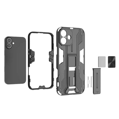 For iPhone 16 Plus Case PC + TPU Shockproof Phone Cover with Kickstand