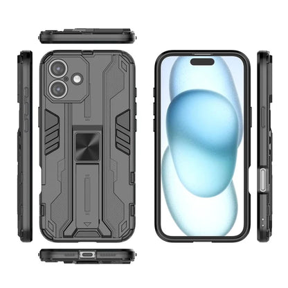 For iPhone 16 Plus Case PC + TPU Shockproof Phone Cover with Kickstand