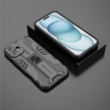 For iPhone 16 Plus Case PC + TPU Shockproof Phone Cover with Kickstand