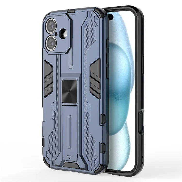 For iPhone 16 Plus Case PC + TPU Shockproof Phone Cover with Kickstand