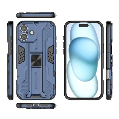 For iPhone 16 Plus Case PC + TPU Shockproof Phone Cover with Kickstand