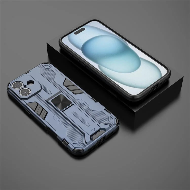 For iPhone 16 Plus Case PC + TPU Shockproof Phone Cover with Kickstand