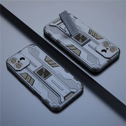 For iPhone 16 Plus Case PC + TPU Shockproof Phone Cover with Kickstand