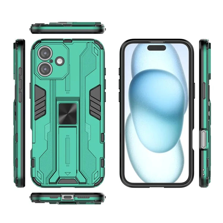 For iPhone 16 Plus Case PC + TPU Shockproof Phone Cover with Kickstand