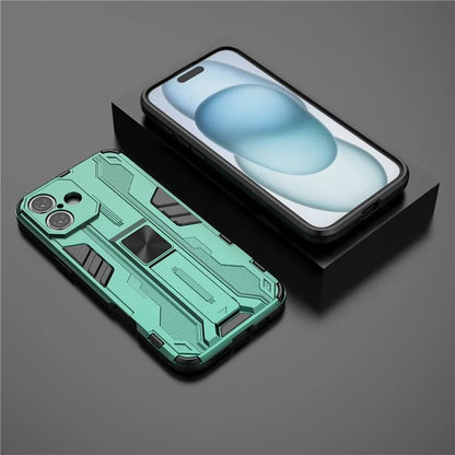 For iPhone 16 Plus Case PC + TPU Shockproof Phone Cover with Kickstand