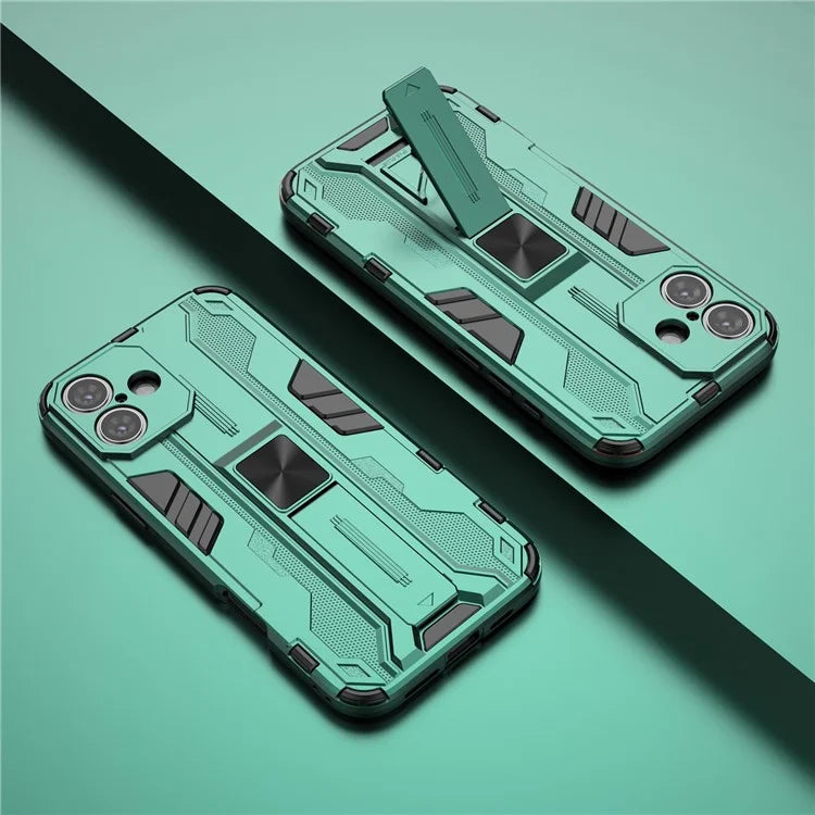For iPhone 16 Plus Case PC + TPU Shockproof Phone Cover with Kickstand