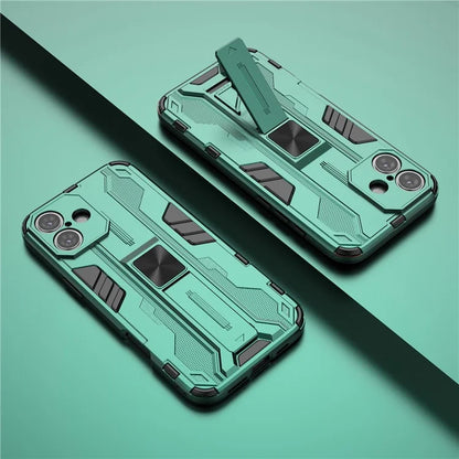 For iPhone 16 Plus Case PC + TPU Shockproof Phone Cover with Kickstand