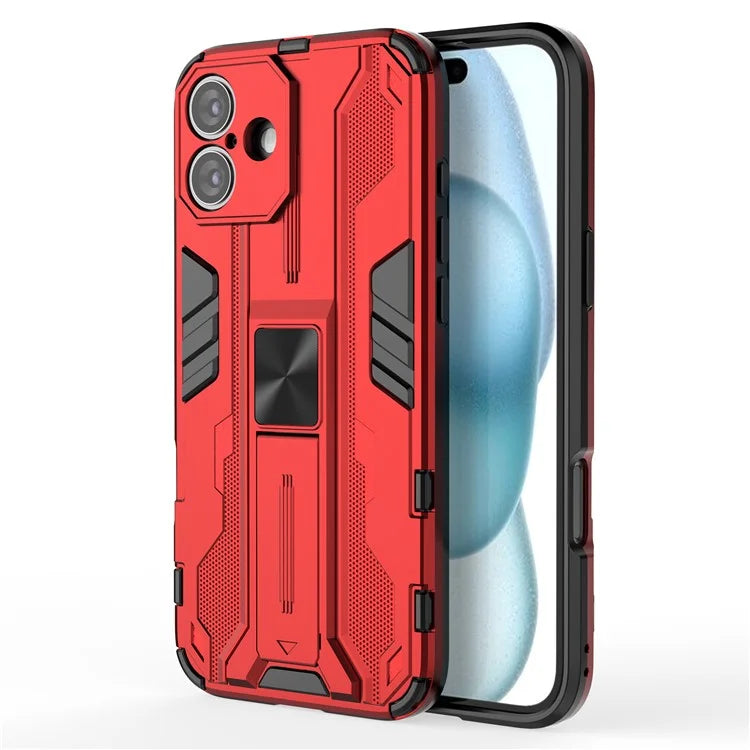 For iPhone 16 Plus Case PC + TPU Shockproof Phone Cover with Kickstand