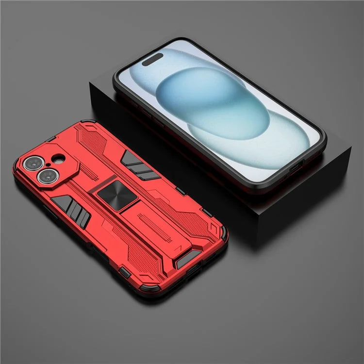 For iPhone 16 Plus Case PC + TPU Shockproof Phone Cover with Kickstand
