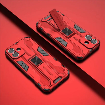 For iPhone 16 Plus Case PC + TPU Shockproof Phone Cover with Kickstand