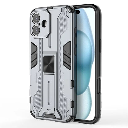 For iPhone 16 Plus Case PC + TPU Shockproof Phone Cover with Kickstand