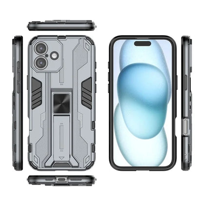 For iPhone 16 Plus Case PC + TPU Shockproof Phone Cover with Kickstand